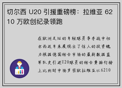切尔西 U20 引援重磅榜：拉维亚 6210 万欧创纪录领跑
